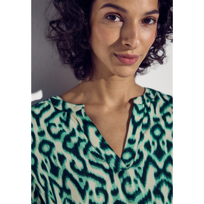 Street One blouse Km groen ecru zwart
